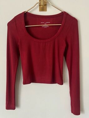 Together rust Long Sleeve Scoop Neck basic everyday Top XS